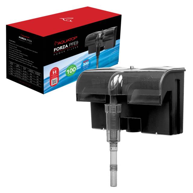 AQUATOP PFE-9 FORZA 300 GPH Power Filter With Surface Skimmer for Aquariums 40-80 Gallons